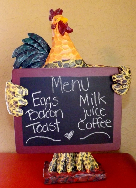 Items similar to Rooster Kitchen Rooster Chalkboard ...