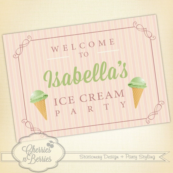 Ice Cream Party. Printable Welcome Sign Il_570xn