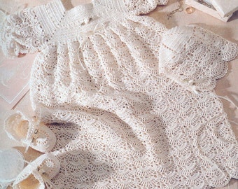 Infant Christening Baptismal Dress Handmade Christening Gown Christening Gown Set Baptismal Dress Gift for Baby Godparent Gift Heirloom