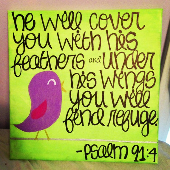 Items similar to Psalm 91:4 Canvas Painting on Etsy