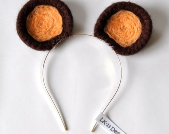Modern Crochet, 3D "Bear Ears", headband, natural, brown beige, handmade,