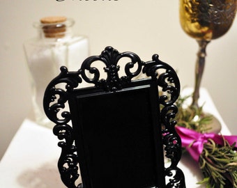 Black scrying mirror for wicca, divination, magick, travel altar