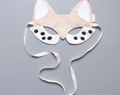 Fox mask, white with bright pink details