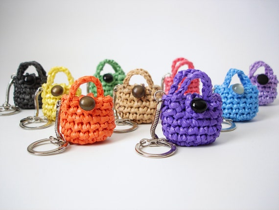 Items similar to Eco Friendly Mini Purse Keychain, Lucky Penny Holder, Crochet Plastic Bags ...