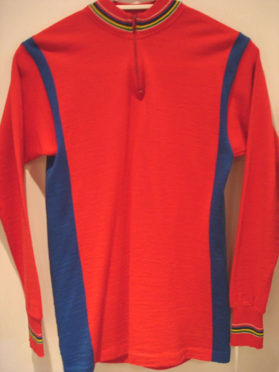 Wool Cycling Jersey by Moa Sport Red & Blue Vintage