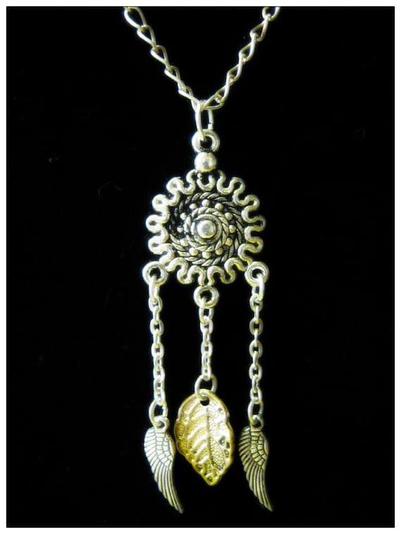 Handmade Silver Necklace with Pendants in Silver & Gold by IreneDesign2011
