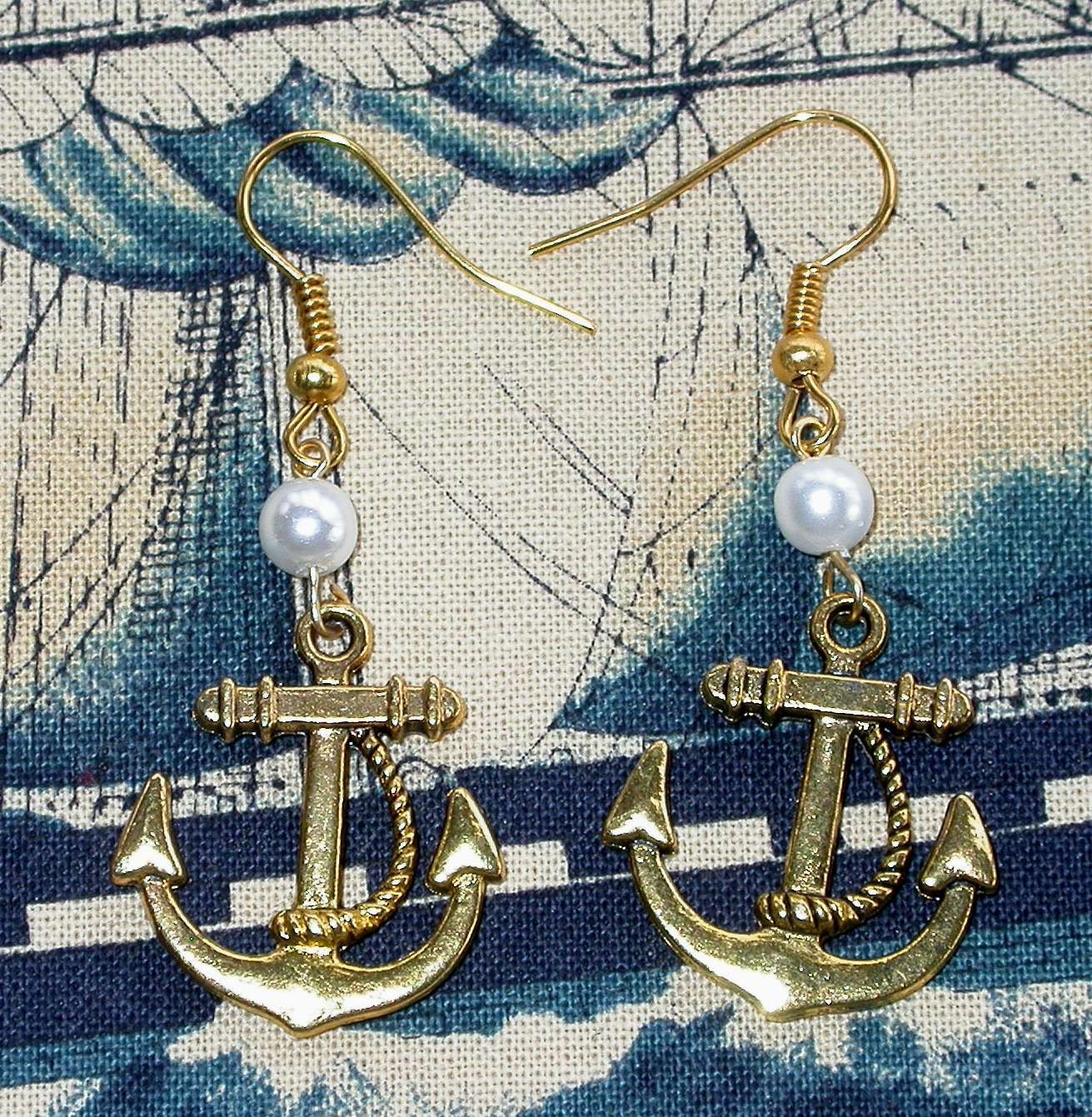 ships anchor earrings nautical dangle earrings pirate