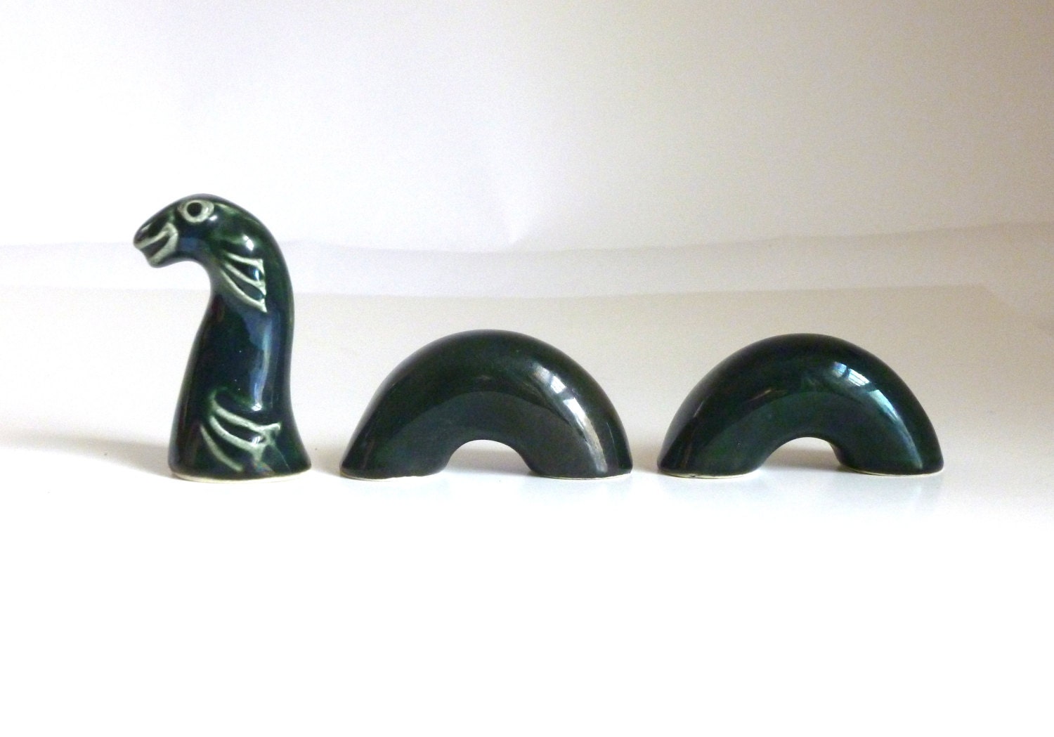 Vintage Ceramic Loch Ness Monster 3 Section Art Figurine