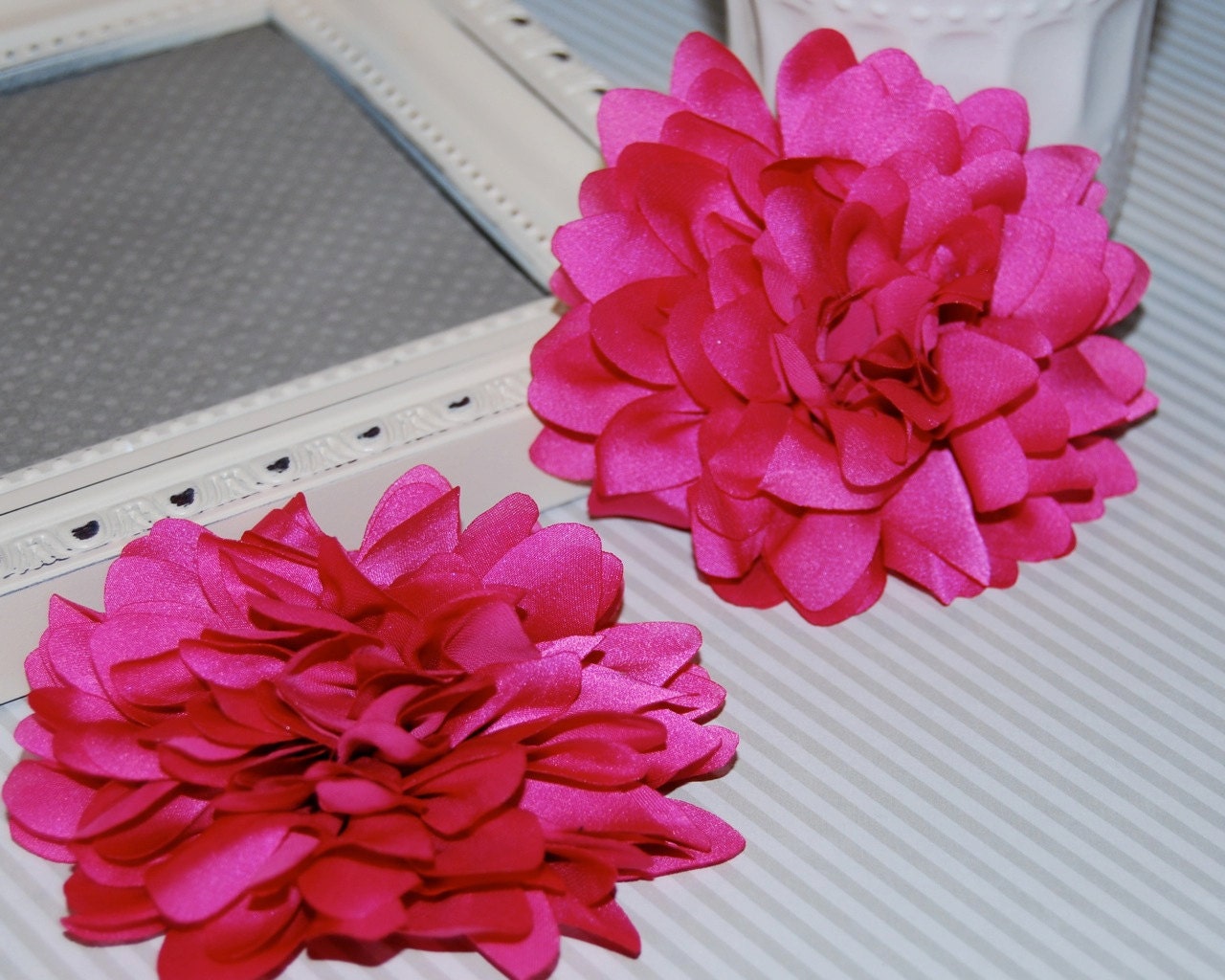 Hot Pink Fabric flower 1 pc 4'' large silk