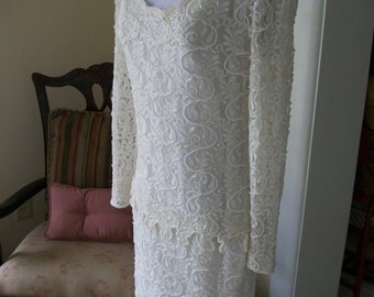 Ivory beaded lace dress, wedding dress, beaded lace gown. lace dress