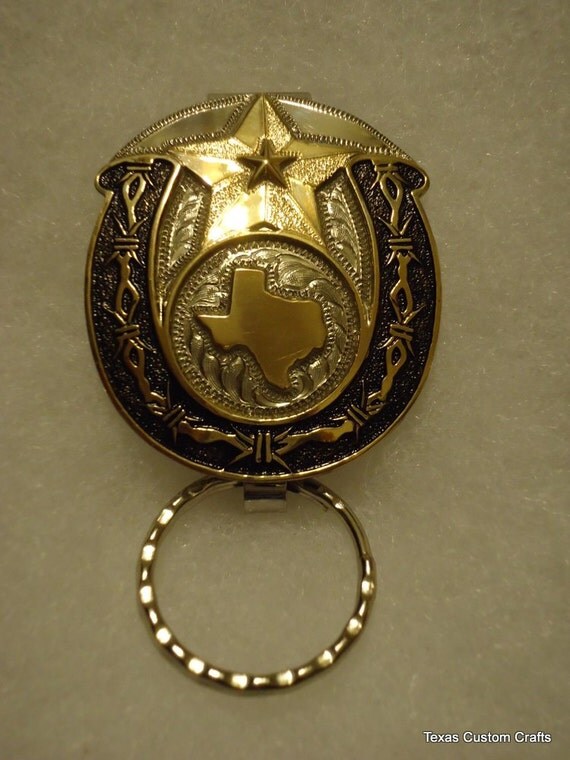 Custom Crafted Texas Keychain with Horseshoe and Barbed Wire