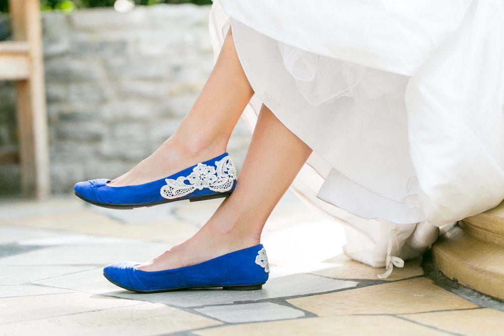 Wedding Shoes Cobalt Blue Bridal Ballet Flats by walkinonair