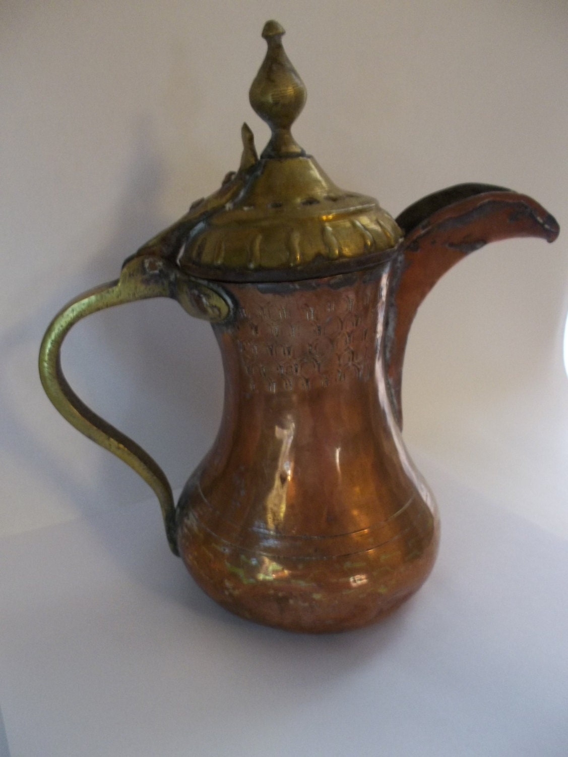 Antique Middle Eastern Copper Teapot Vintage Turkish Style