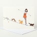 Teenage Girl and Cats Birthday Card (cute cat card, blank cat card, cat greeting card, summer cat card, follow the leader, fashion card)