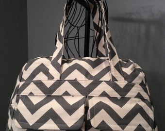Grey Chevron Diaper Bag - Doctor's Bag Style