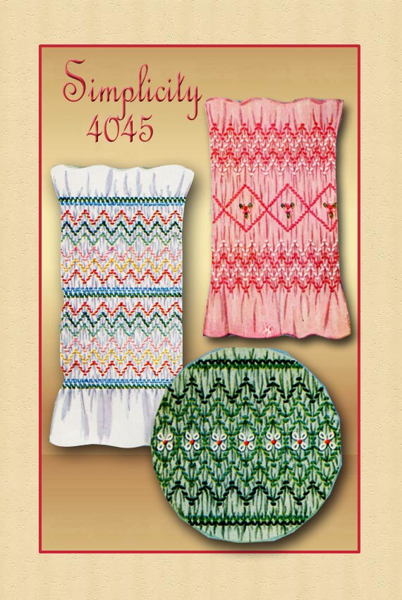 Simplicity 4045 Vintage Smocking Transfer Design Pattern for