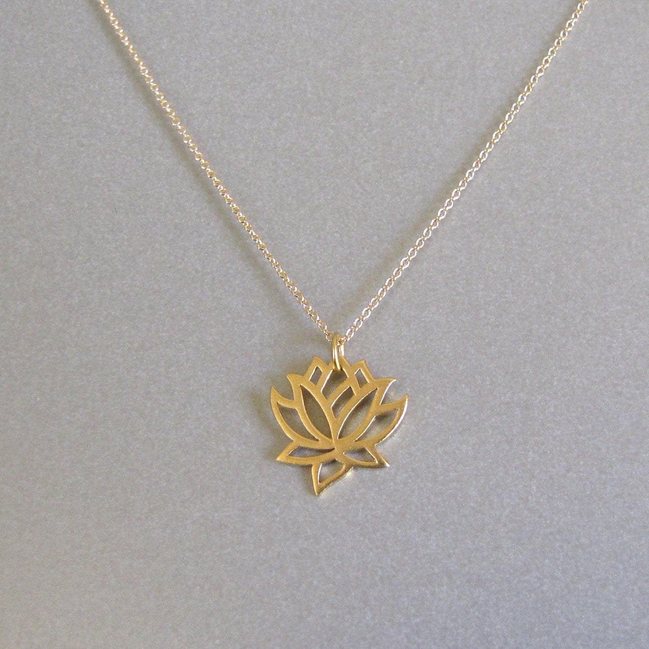 Gold Lotus Charm Necklace