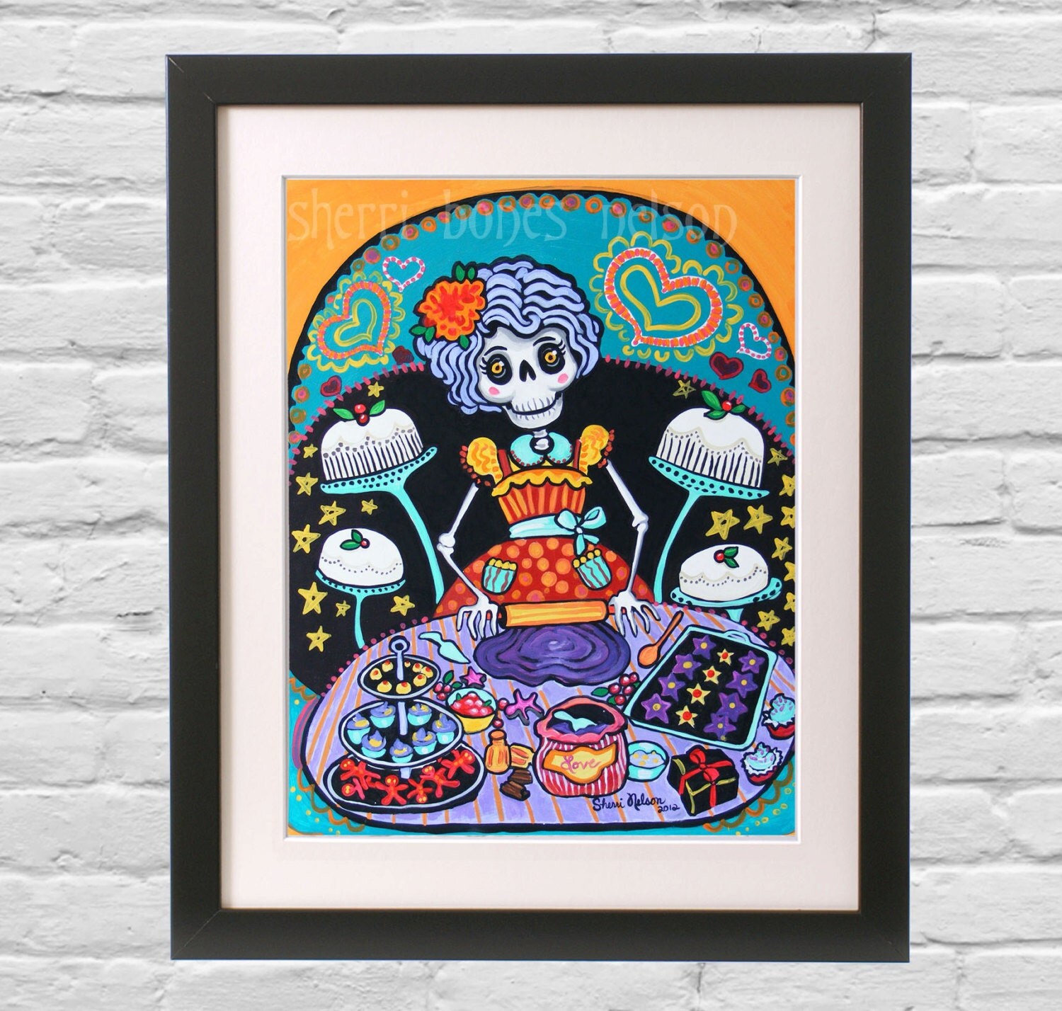 Mexican Wall Art folk art print. mexican day of the dead kitchen wall decor. la Mexican Wall Art folk art print. mexican day of the dead kitchen wall decor. la