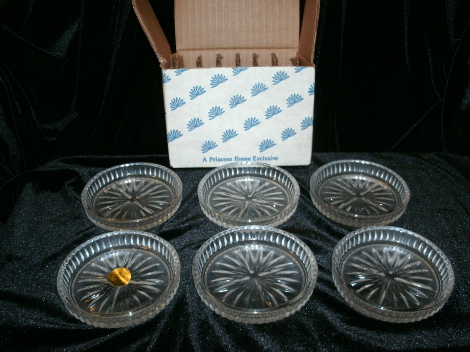 Princess House Crystal Coaster Set of 6 with Original Box Set