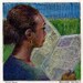 Original Monotype Portrait Newspaper Reading Op-Ed Page Printmaking DelPesco