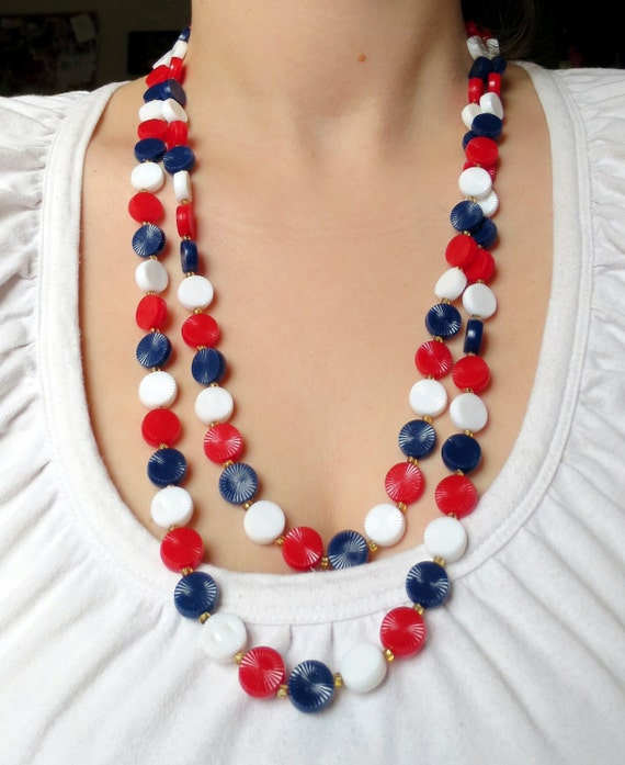 Red White and Blue Patriotic Bead Necklace