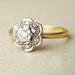 Art Deco Diamond Flower Ring, Antique Engagement Ring, Diamond Platinum and 18k Gold Wedding Ring Approximate Size US 5.75