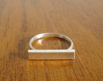 Minimal Delicate Sterling Silver Ba r Ring ...