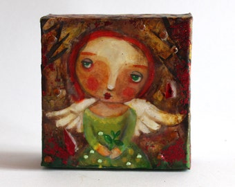 Original painting, Hope After The Fires, mixed media art