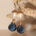 Gold, Pearl & Kyanite Quartz Drop Earrings