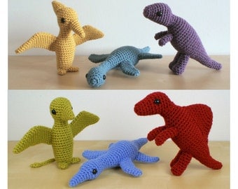 PDF Dinosaurs Sets 2 & 2X - six amigurumi CROCHET PATTERNS