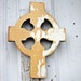 Distressed White and Beige Celtic Cross Salvaged Wood