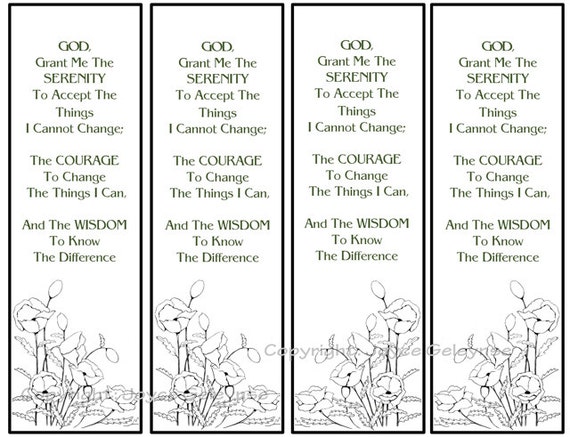 Serenity Prayer Bookmark Printable Printable Word Searches