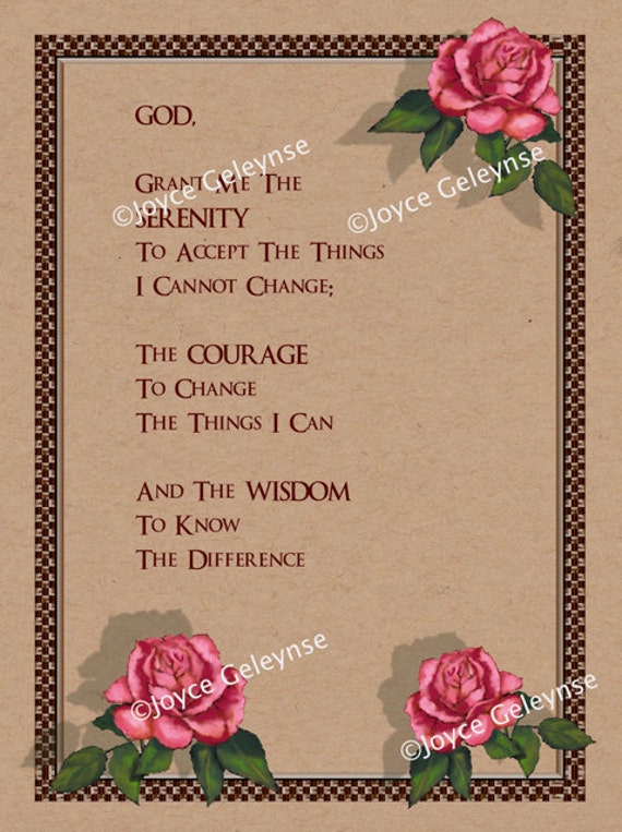 Items similar to INSTANT DOWNLOAD, Printable Serenity Prayer: Pink ...