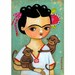 FRIDA Kahlo two MONKEYS portrait folk art PRINT of painting by tascha