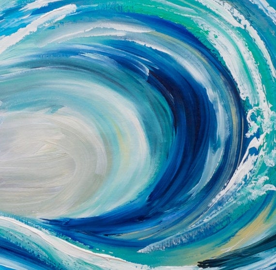 Original abstract painting sea art Rolling Wave large by elseart