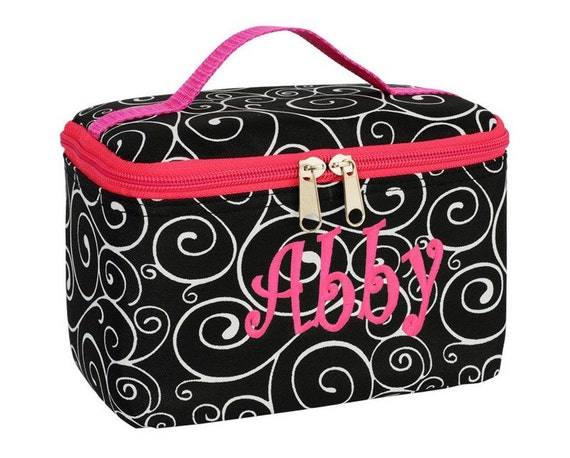 Personalized Swirls Monogrammed SMALL Cosmetic Bag