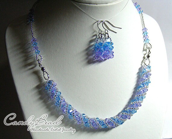 RESERVED FOR ALLY, Violet and Aquamarine necklace and earrings