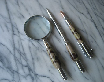 Pen, Magnifying Glass and Letter Opener Set (Desert Camo)