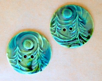 2 Extra Large Forest Buttons in Green