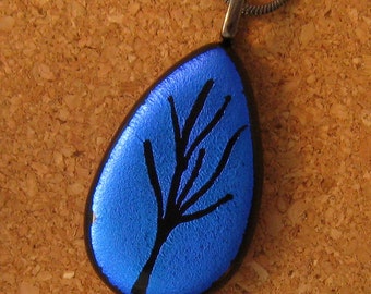 Dichroic Tree Pendant Etched Glass Pendant Glass Jewelry Fused Glass