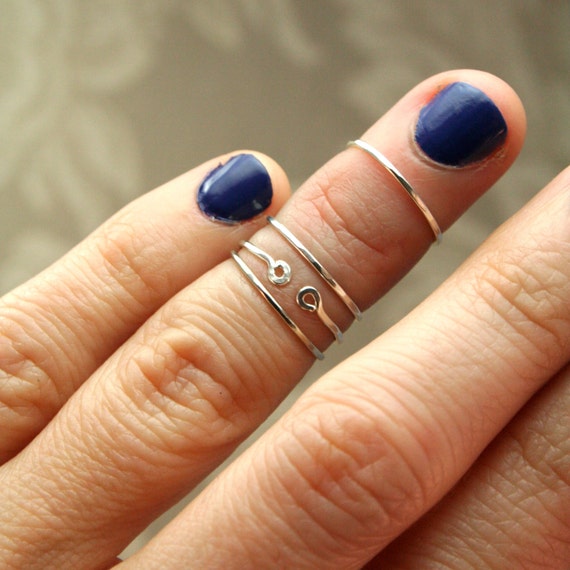 Knuckle Rings Set of 4 Sterling Silver Midi Rings