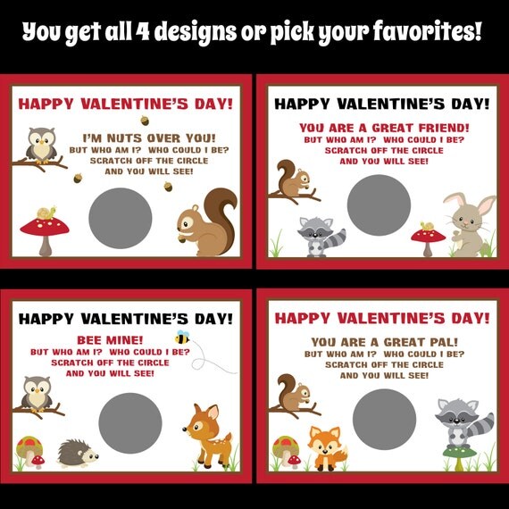 Personalized Valentines Day Scratch Off Cards for Kids