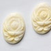 Vintage Style Creamy Ivory Etched Flower Acrylic Cabochon 25X18mm cab134