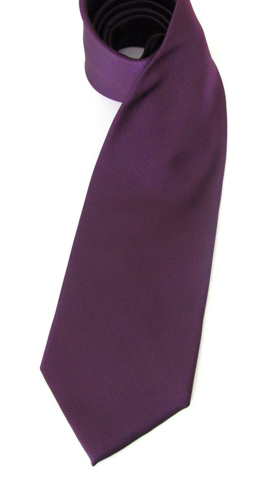 Mens Ties Necktie Eggplant Purple Tonal Stripes Silk Tie