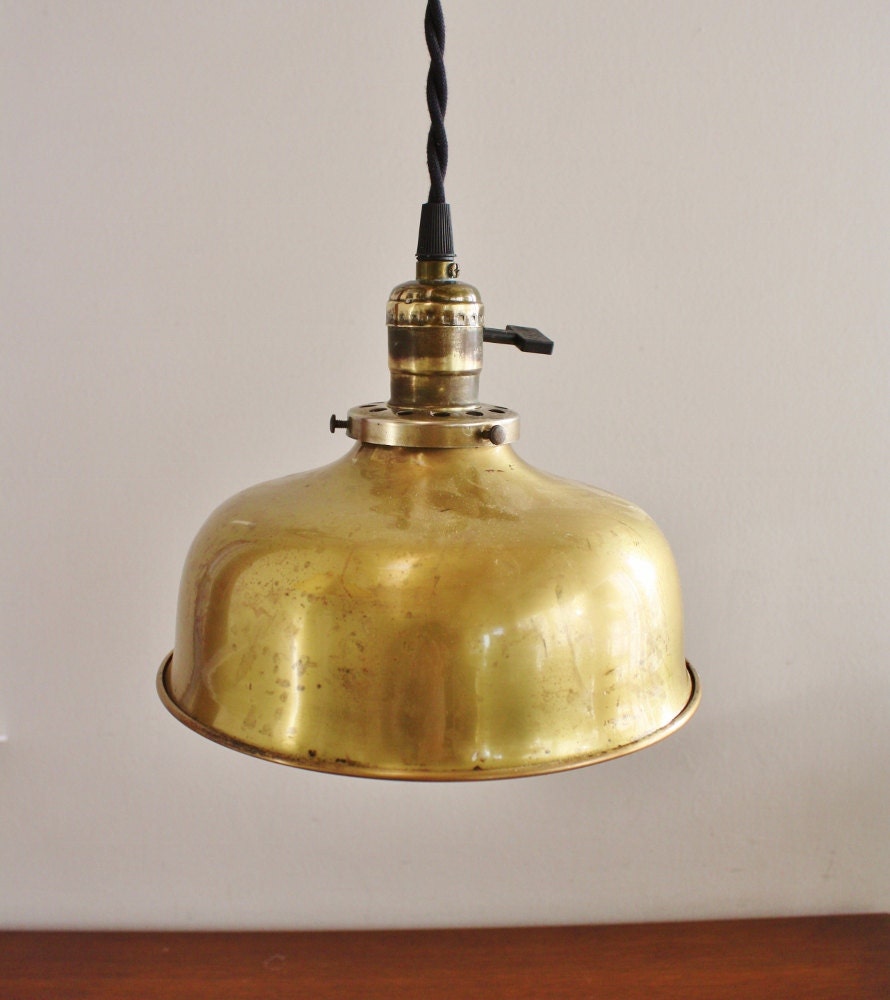 Antique brass pendant light fixture