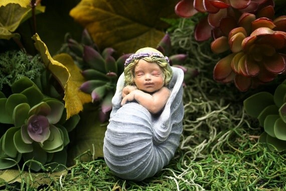 Baby Mermaid Garden Sculpture Concrete Outdoor by PhenomeGNOME Baby Mermaid Garden Sculpture Concrete Outdoor by PhenomeGNOME