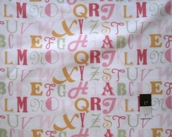 Annette Tatum FAT01 Little House Letters Pink FLANNEL Cotton Fabric 1 Yard