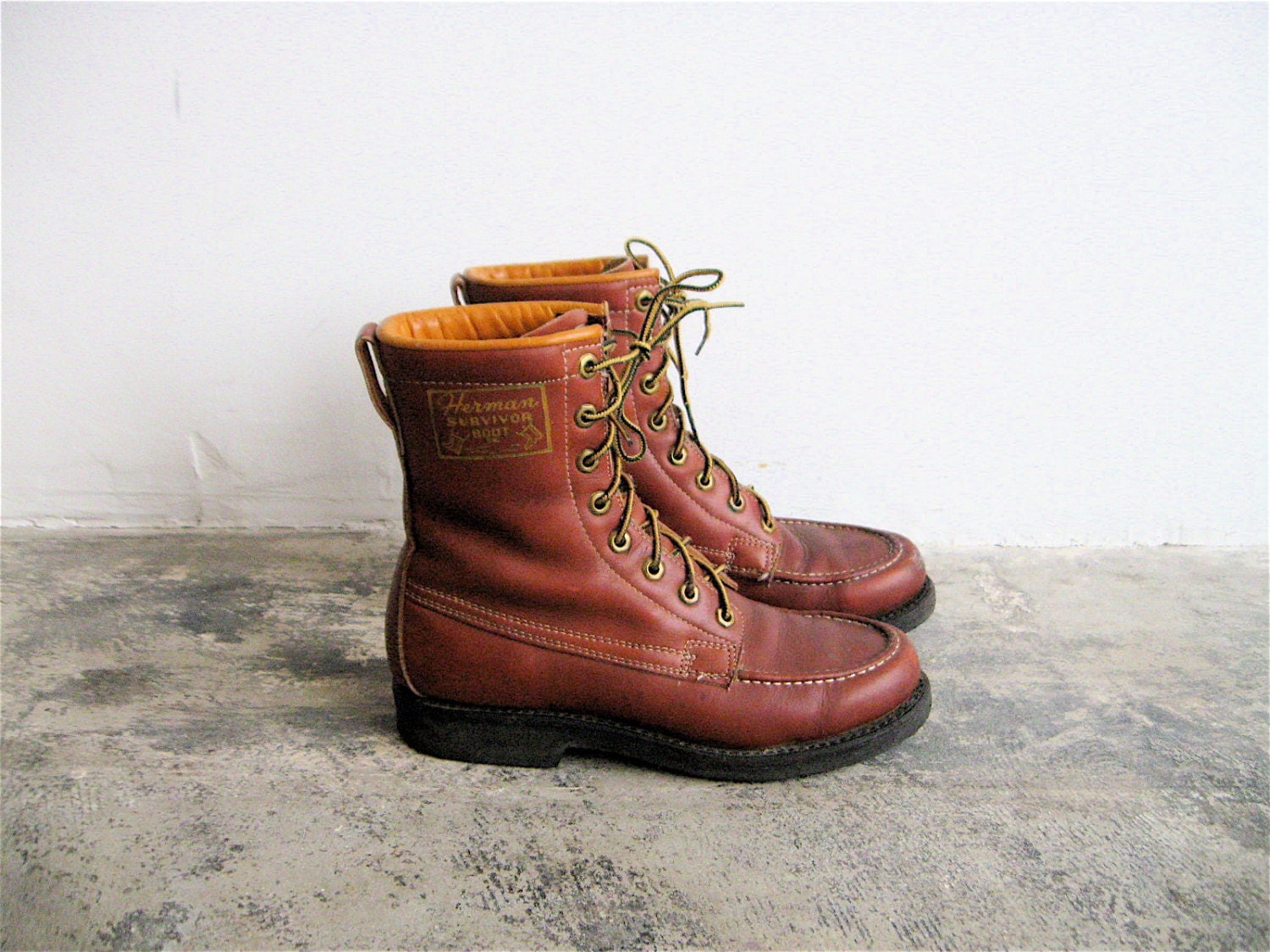 Vintage Herman Survivor Leather Work Boots. Men's 6