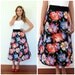 80s Black Floral Reversible A-Line Wrap Skirt, Size MEDIUM