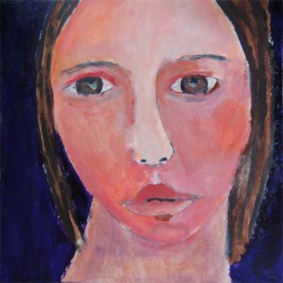 Acrylic Portrait Painting Could Not Believe It Girl, Face, Black 6x6 canvas board